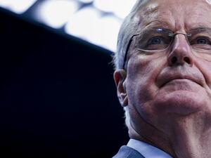 European Commission's Head of Task Force for Relations with Britain Michel Barnier speaks during a press conference at the EU headquarters in Brussels on February 25, 2020. Kenzo TRIBOUILLARD / AFP