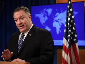 U.S. Secretary of State Mike Pompeo speaks during a news briefing at the State Department February 25, 2020 in Washington, DC. Secretary Pompeo discussed various topics including the coronavirus outbreak and the peace talks in Afghanistan. Alex Wong/Getty Images/AFP ALEX WONG / GETTY IMAGES NORTH AMERICA / AFP
