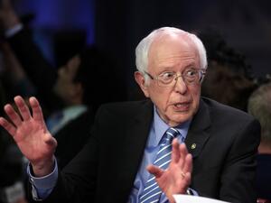 Democratic presidential candidate Sen. Bernie Sanders (I-VT) speaks to media in the spin room after the Democratic presidential primary debate at the Charleston Gaillard Center on February 25, 2020 in Charleston, South Carolina. Seven candidates qualified for the debate, hosted by CBS News and Congressional Black Caucus Institute, ahead of South Carolinas primary in four days. Scott Olson/Getty Images/AFP SCOTT OLSON / GETTY IMAGES NORTH AMERICA / AFP