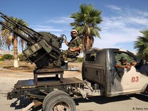 Libyan National Army forces stand guard in Benghazi. (AFP)