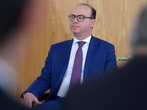 Tunisia's new Prime Minister Elyes Fakhfakh attends the government handover ceremony in Carthage on the eastern outskirts of the capital Tunis on February 28, 2020. FETHI BELAID / AFP