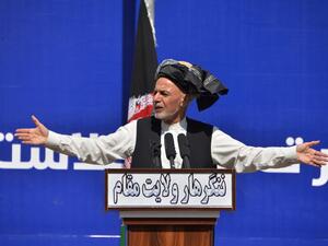 Afghan President Ashraf Ghani gestures as he speaks during a gathering to assess the general security situation in the in Jalalabad Province, in Jalalabad on March 3, 2020. NOORULLAH SHIRZADA / AFP