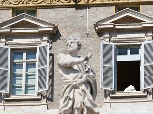 Pope Francis leaves from his window after the live-broadcast of his Sunday Angelus prayer at the Vatican on March 8, 2020, after millions of people were placed under forced quarantine in northern Italy as the government approved drastic measures in an attempt to halt the spread of the COVID-19 outbreak, caused by the novel coronavirus that is sweeping the globe. On top of the forced quarantine of 15 million people in vast areas of northern Italy until April 3, the government has also closed schools, nightcl