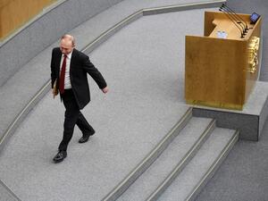 Russian President Vladimir Putin leaves after addressing lawmakers debating on the second reading of the constitutional reform bill during a session of the State Duma, Russia's lower house of parliament, in Moscow on March 10, 2020. Alexander NEMENOV / AFP