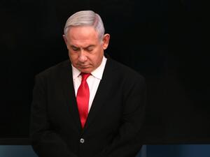 Israeli Prime Minister Benjamin Netanyahu arrives for a speech at his Jerusalem office on March 14, 2020, regarding the new measures that will be taken to fight the Corona virus in Israel. Netanyahu said Israel would shut down eateries, shopping centres and gyms in a bid to halt the spread of coronavirus. Netanyahu also said he would ask the government's approval in the upcoming cabinet meeting set to be held via video conference to allow "technologies used in the war against terror" to be used to track the