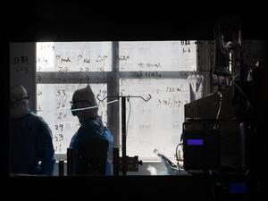 Medical information is seen on a window in a ward treating COVID-19 coronavirus patients at a hospital in Wuhan, in China's central Hubei province on March 19, 2020. China on March 19 reported no new domestic cases of the coronavirus for the first time since it started recording them in January, but recorded a spike in infections from abroad. STR / AFP