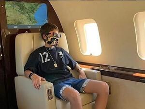 And despite being just 13, Russian model Mark Berman also stocked up on a Louis Vuitton mask as he jetted across the world to continue completing his work assignments (Instagram)
