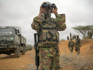 The Kenyan air force carried out air strikes on al Shabaab camps in Somalia on Sunday and Monday, an army spokesperson said. AFP / AU-UN IST / Stuart Price