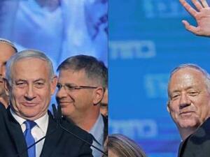 Benny Gantz and Benjamin Netanyahu. (AFP)