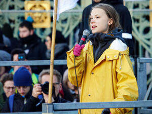 Greta Thunberg at the "Fridays For Future" event in Turin. Turin, Italy - December 2019. (Shutterstock/ File Photo)