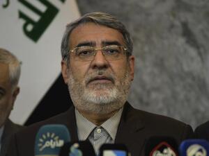 In this file photo Iranian Interior Minister Abdolreza Rahmani Fazli speaks during a press conference upon his arrival to the Iraqi holy city of Najaf on September 29, 2019 to coordinate the Shiite Muslim commemoration of Arbaeen. (AFP/File)