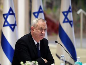 Israeli Alternate Prime Minister and Defence Minister Benny Gantz attends a cabinet meeting of the new government at Chagall State Hall in the Knesset (Israeli parliament) in Jerusalem on May 24, 2020. ABIR SULTAN / POOL / AFP