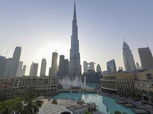 Dubai's fountain show resumes beneath the Burj Khalifa tower, on June 5, 2020, as the Gulf emirate emerges from a lockdown imposed due to the COVID-19 pandemic.