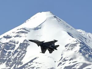 An Indian fighter jet flies over a mountain range near Leh, the joint capital of the union territory of Ladakh, on June 23, 2020. India's Prime Minister Narendra Modi said on June 19 that his country was "hurt and angry" after a border clash with China that left 20 troops dead, and warned that the army has been given free reign to respond to any new violence. Tauseef MUSTAFA / AFP