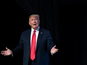 US President Donald Trump speaks during a Students for Trump event at the Dream City Church in Phoenix, Arizona, June 23, 2020. SAUL LOEB / AFP