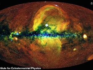 A galaxy hunting telescope has completed its first full sweep of the hot, energetic universe, resulting in a stunning map (pictured)  with more than one million cosmic objects. (Max Planck Institute (MPE)).