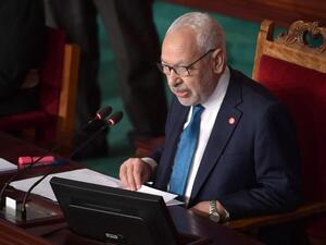 A file picture of Tunisian parliamentary speaker Rached Ghannouchi attending a plenary session last February. (AFP)