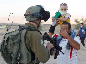 Palestinians in the Jordan Valley held a peaceful protest  (Twitter)