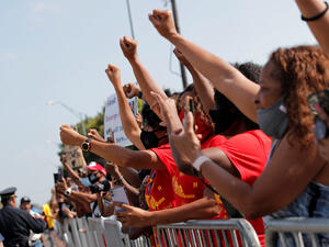 مراسم جنازة الشاب من ذوي البشرة السمراء جورج فلويد