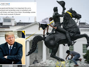 ترامب يتوعد الذين يحاولون تدمير المنحوتات التاريخية في بلاده