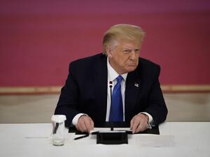  U.S. President Donald Trump listens during an event about citizens positively impacted by law enforcement, in the East Room of the White House on July 13, 2020 in Washington, DC.  Drew Angerer / GETTY IMAGES NORTH AMERICA / Getty Images via AFP