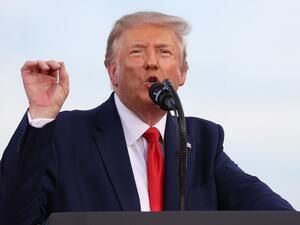 President Donald Trump speaks during an event on the South Lawn of the White House on July 04, 2020 in Washington, DC. President Trump is hosting a "Salute to America" celebration that includes flyovers by military aircraft and a large fireworks display. Tasos Katopodis/Getty Images/AFP TASOS KATOPODIS / GETTY IMAGES NORTH AMERICA / Getty Images via AFP