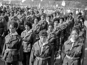 27th June 1962 - Members of a women's section of the Algerian nationalist movement the FLN, at a rally supporting independence (AFP)
