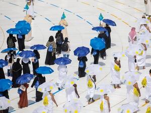 Muslim pilgrims walk around the Kaaba at the Grand Mosque  (Twitter)