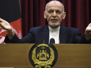 Afghan President Ashraf Ghani gestures as he speaks during a press conference at the presidential palace in Kabul on March 1, 2020. (Wakil Kohsar, AFP)