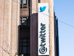 Twitter logo at the Company headquarters  (Shutterstock)	
