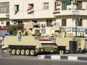 Armoured vehicles and soldiers in Tahrir Square, Cairo.(Shutterstock/ File Photo)