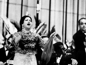 Undated photo of singer Oum Kalthoum in concert in Cairo. (AFP)