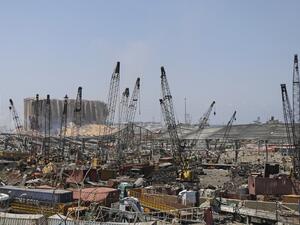 The grain silo at Beirut's port is pictured amid the rubble and debris in the aftermath of yesterday's blast that tore through Lebanon's capital and resulted from the ignition of a huge depot of ammonium nitrate at the port, on August 5, 2020. Rescuers searched for survivors in Beirut after a cataclysmic explosion at the port sowed devastation across entire neighbourhoods, killing more than 100 people, wounding thousands and plunging Lebanon deeper into crisis. The blast, which appeared to have been caused 