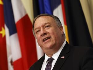 US Secretary of State Mike Pompeo speaks to reporters following a meeting with members of the UN Security Council about Iran's alleged non-compliance with a nuclear deal and calling for the restoration of sanctions against Iran at United Nations headquarters in New York, August 20, 2020. MIKE SEGAR / POOL / AFP