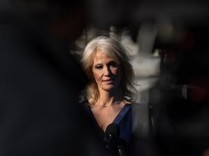 In this file photo taken on January 16, 2020 Kellyanne Conway, counselor to US President Donald Trump, speaks to the press at the White House in Washington, DC. Kellyanne Conway, a long-serving advisor to President Donald Trump known for sparring with reporters, announced on August 23, 2020 she will step down to focus on her family. NICHOLAS KAMM / AFP