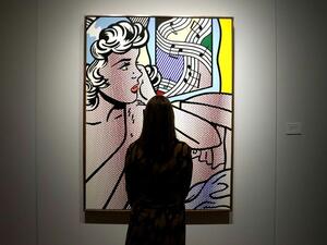 Christie's sold Roy Lichtenstein's "Nude with Joyous Painting" for $46.2 million (AFP Photo/TIMOTHY A. CLARY)