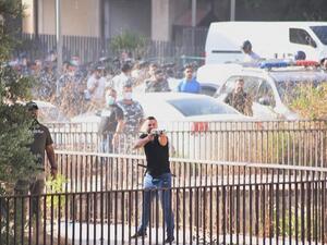 The personal guard of Nabih Berri, speaker of the Lebanese parliament - shoots live rounds over the heads of protesters. (Twitter) The personal guard of Nabih Berri, speaker of the Lebanese parliament - shoots live rounds over the heads of protesters. (Twitter)