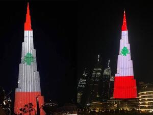 Dubai's Burj Khalifa lights up in solidarity with Lebanon after massive blast. (Twitter)