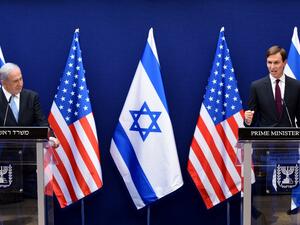 Israeli Prime Minister Benjamin Netanyahu (L) and US Presidential Adviser Jared Kushner make joint statements to the press after their meeting in Jerusalem, on August 30, 2020, about the Israel - United Arab Emirates agreement to normalise relations. DEBBIE HILL / AFP / POOL