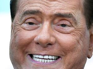 In this file photo taken on October 19, 2019 Leader of Italy's liberal-conservative party Forza Italia, Silvio Berlusconi speqks during a joint rally against the government with leader of Italy's conservative party Brothers of Italy and leader of Italy's far-right League party, on October 19, 2019 in Rome. According to Italian media on September 2, 2020, Silvio Berlusconi has been tested positive for COVID-19. Tiziana FABI / AFP