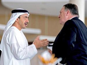 US Secretary of State Mike Pompeo (R) and UAE Foreign Minister Sheikh Abdullah bin Zayed al-Nahyan in Abu Dhabi, on July 10. (AFP)
