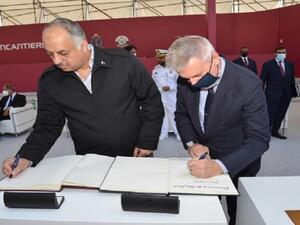  وزيرا الدفاع الإيطالي والقطري في الإطلاق الفني لأول سفينة دورية بحرية (OPV)