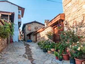 Architecture stone buildings, traditional Turkish village houses in touristic place Birgi, Izmir (Shutterstock)