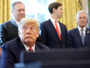 U.S. President Donald Trump speaks about a Sudan-Israel peace agreement, in the Oval Office on October 23, 2020 in Washington, DC. President Trump announced that Sudan will start to normalize ties with Israel. Win McNamee/Getty Images/AFP U.S. President Donald Trump speaks about a Sudan-Israel peace agreement, in the Oval Office on October 23, 2020 in Washington, DC. President Trump announced that Sudan will start to normalize ties with Israel. Win McNamee/Getty Images/AFP