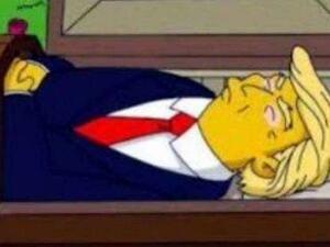 Many shared a sick image from The Simpsons showing Trump in a casket (Twitter)