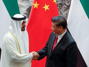 During his meeting with Crown Prince Mohammed bin Zayed al-Nahyan, China's President Xi Jinping thanked the UAE for its "valuable support" on Xinjiang (AFP Photo/Andy Wong)