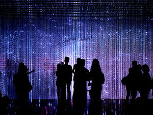Crystal Universe ,the art installation of "FUTURE WORLD: Where Art meets Science "exhibition at Art Science Museum by Team Lab. (Shutterstock/ File Photo)