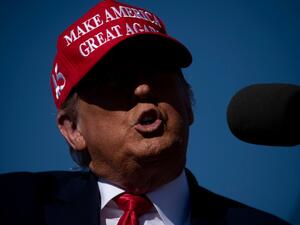 US President Donald Trump speaks during a Make America Great Again rally at Laughlin/Bullhead International Airport October 28, 2020, in Bullhead City, Arizona. Brendan Smialowski / AFP