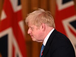 Britain's Prime Minister Boris Johnson attends a virtual press conference inside 10 Downing Street in central London on November 5, 2020, as new lockdown restrictions are introduced in England in an effort to curb rising infections of the novel coronavirus. City centres have reverted to ghost towns as England's 56 million people entered a second coronavirus lockdown on Thursday, amid scepticism that the stringent curbs will work to arrest the worst death toll in Europe. Leon Neal / POOL / AFP