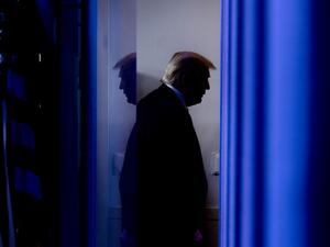 In this file photo taken on April 17, 2020, US President Donald Trump departs after speaking during the daily briefing on the novel coronavirus, which causes COVID-19, in the Brady Briefing Room of the White House in Washington, DC. President Donald Trump appeared to edge closer towards acknowledging his election defeat in a tweet on the morning of November 15, 2020, as he again railed against supposed mass fraud in the vote won by challenger Joe Biden. "He won because the Election was Rigged. NO VOTE WATCHERS OR OBSERVERS allowed, vote tabulated by a Radical Left privately owned company," Trump tweeted in his clearest yet admission of defeat.  JIM WATSON / AFP In this file photo taken on April 17, 2020, US President Donald Trump departs after speaking during the daily briefing on the novel coronavirus, which causes COVID-19, in the Brady Briefing Room of the White House in Washington, DC. President Donald Trump appeared to edge closer towards acknowledging his election defeat in a tweet on the morning of November 15, 2020, as he again railed against supposed mass fraud in the vote won by challenger Joe Biden. "He won because the Election was Rigged. NO VOTE WATCH